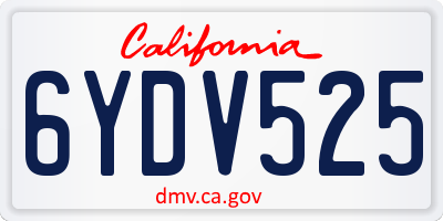 CA license plate 6YDV525