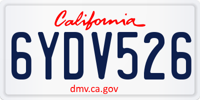 CA license plate 6YDV526