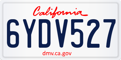 CA license plate 6YDV527