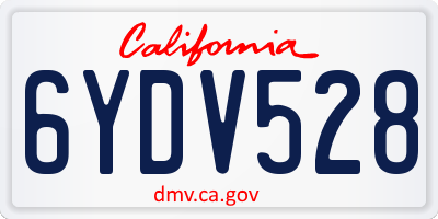 CA license plate 6YDV528