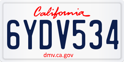 CA license plate 6YDV534
