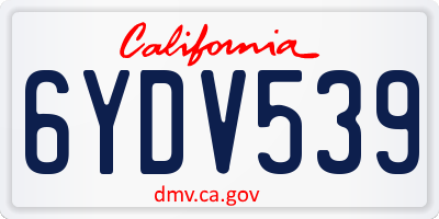 CA license plate 6YDV539