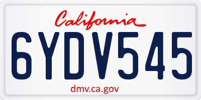 CA license plate 6YDV545