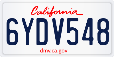 CA license plate 6YDV548