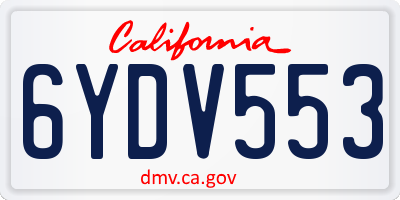 CA license plate 6YDV553