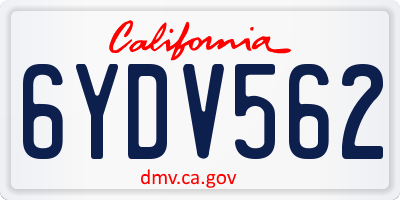 CA license plate 6YDV562