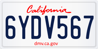 CA license plate 6YDV567