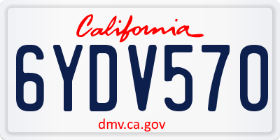 CA license plate 6YDV570