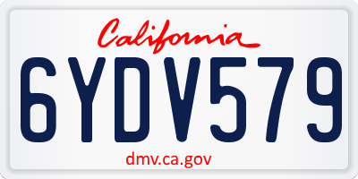 CA license plate 6YDV579