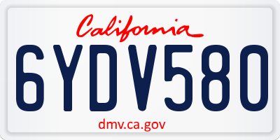 CA license plate 6YDV580