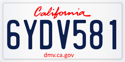 CA license plate 6YDV581