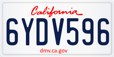 CA license plate 6YDV596