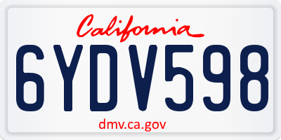CA license plate 6YDV598