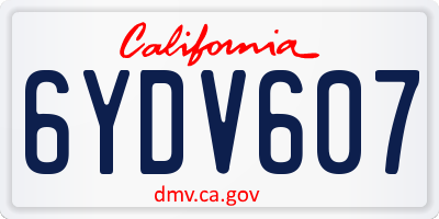 CA license plate 6YDV607