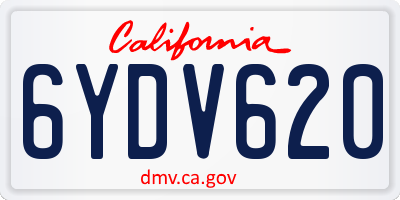 CA license plate 6YDV620