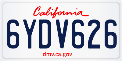 CA license plate 6YDV626