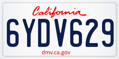 CA license plate 6YDV629