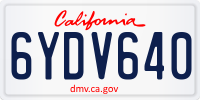 CA license plate 6YDV640