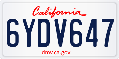 CA license plate 6YDV647