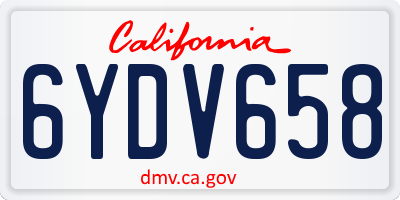 CA license plate 6YDV658