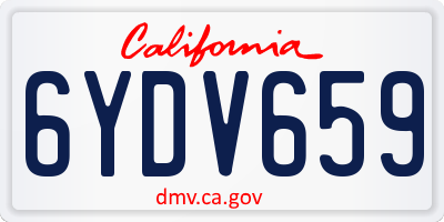 CA license plate 6YDV659