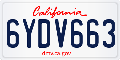CA license plate 6YDV663