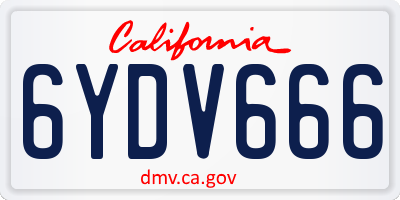 CA license plate 6YDV666