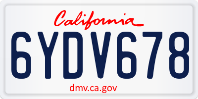 CA license plate 6YDV678