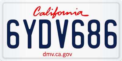 CA license plate 6YDV686