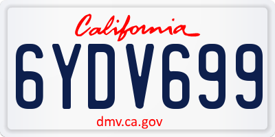 CA license plate 6YDV699