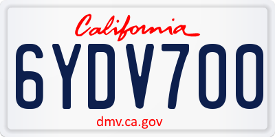 CA license plate 6YDV700