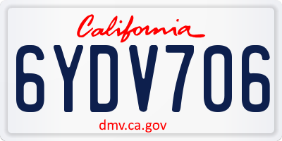 CA license plate 6YDV706