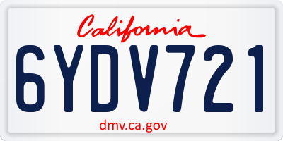 CA license plate 6YDV721