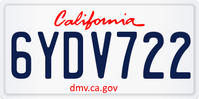 CA license plate 6YDV722