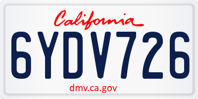 CA license plate 6YDV726