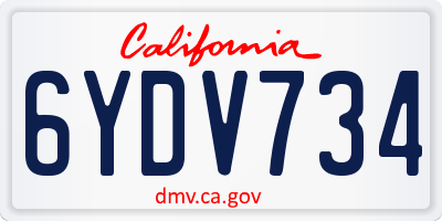 CA license plate 6YDV734