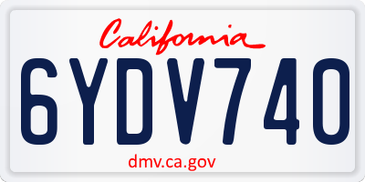 CA license plate 6YDV740