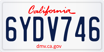 CA license plate 6YDV746