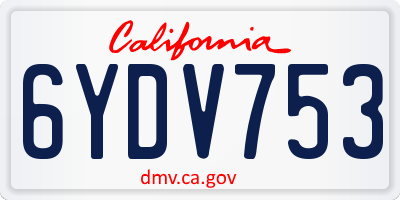 CA license plate 6YDV753