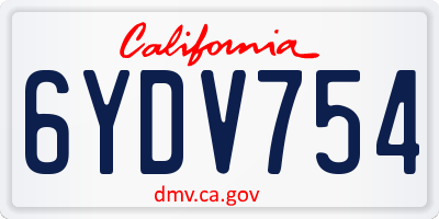 CA license plate 6YDV754