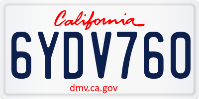 CA license plate 6YDV760