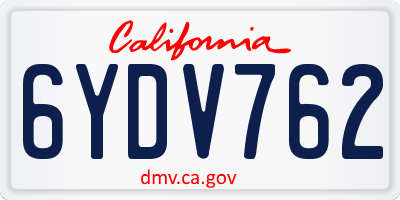 CA license plate 6YDV762