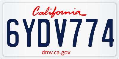 CA license plate 6YDV774