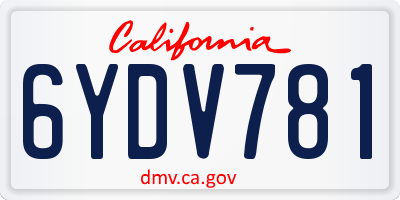CA license plate 6YDV781