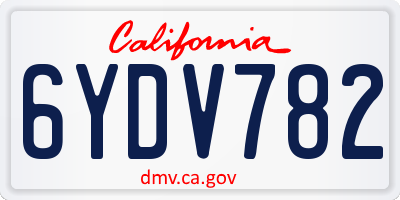 CA license plate 6YDV782