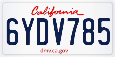 CA license plate 6YDV785