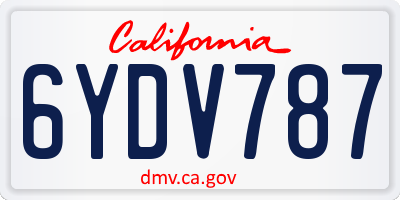 CA license plate 6YDV787