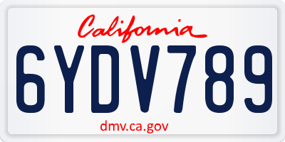 CA license plate 6YDV789