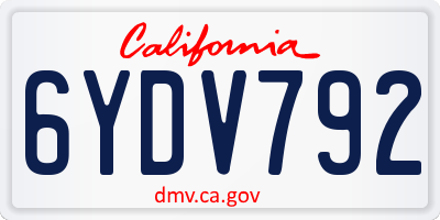 CA license plate 6YDV792