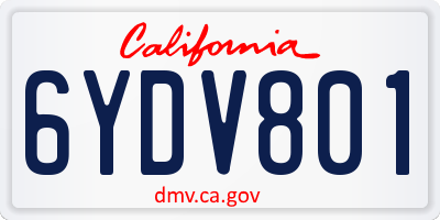 CA license plate 6YDV801